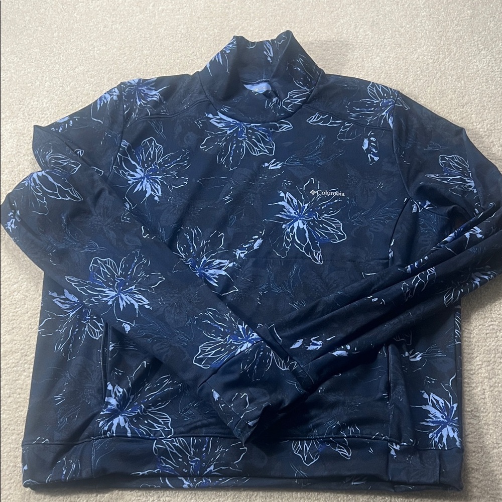 Columbia Floral Print‎ Mock Neck Pullover Top Activewear Womens Large